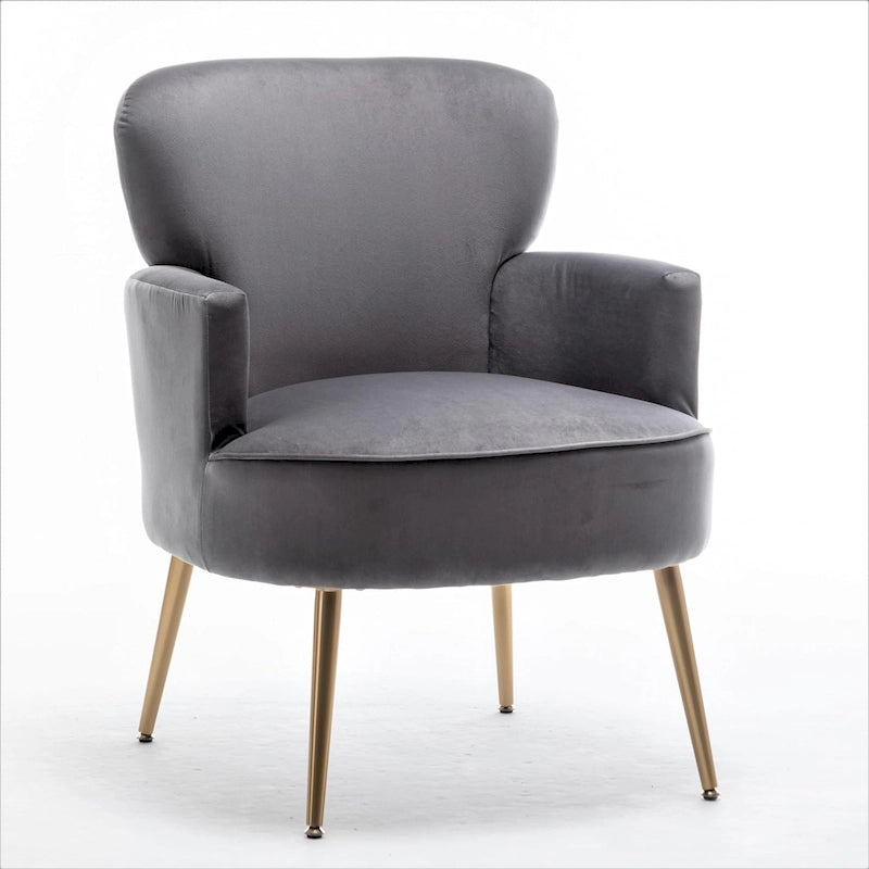 Fauteuil d'appoint tendance en velours avec pieds en métal doré de US Pride Furniture