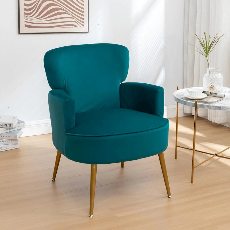 Fauteuil d'appoint tendance en velours avec pieds en métal doré de US Pride Furniture