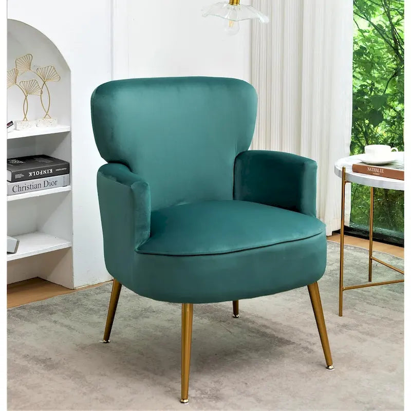 Fauteuil d'appoint tendance en velours avec pieds en métal doré de US Pride Furniture