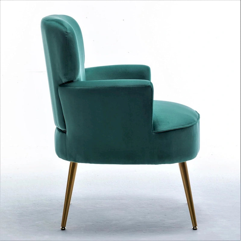 Fauteuil d'appoint tendance en velours avec pieds en métal doré de US Pride Furniture
