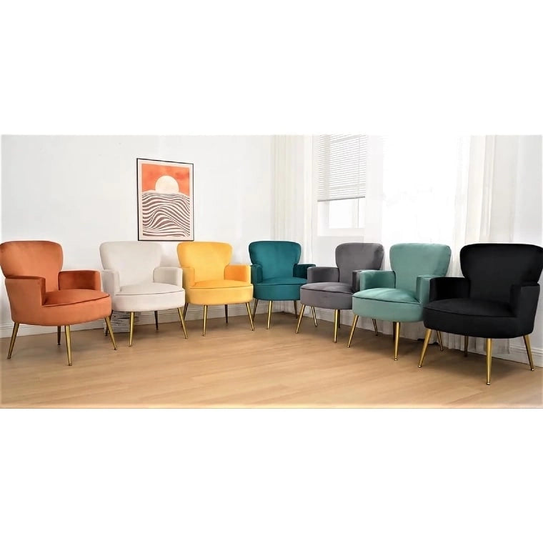 Fauteuil d'appoint tendance en velours avec pieds en métal doré de US Pride Furniture