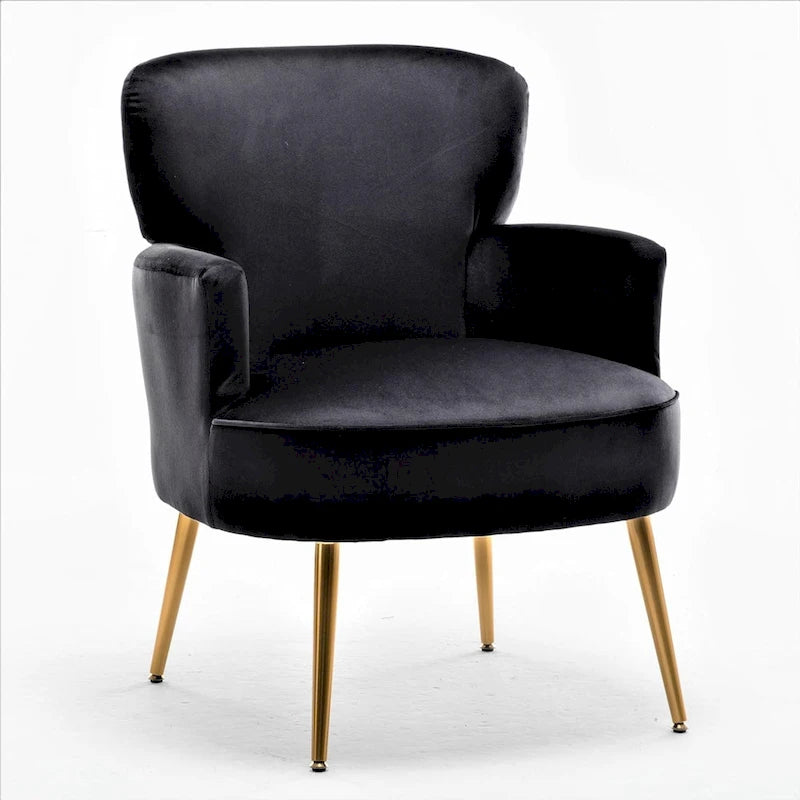Fauteuil d'appoint tendance en velours avec pieds en métal doré de US Pride Furniture