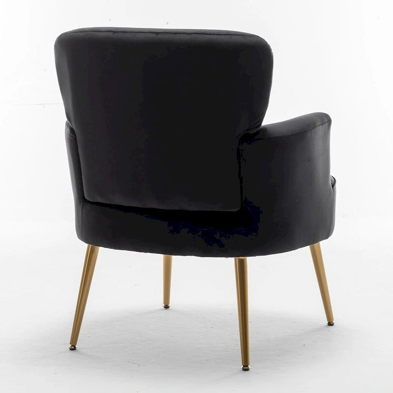Fauteuil d'appoint tendance en velours avec pieds en métal doré de US Pride Furniture