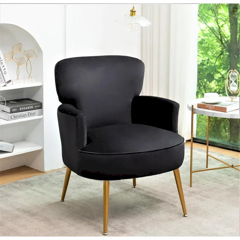 Fauteuil d'appoint tendance en velours avec pieds en métal doré de US Pride Furniture