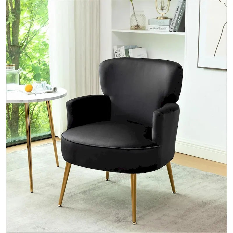 Fauteuil d'appoint tendance en velours avec pieds en métal doré de US Pride Furniture