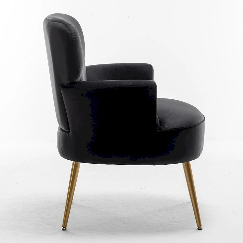 Fauteuil d'appoint tendance en velours avec pieds en métal doré de US Pride Furniture