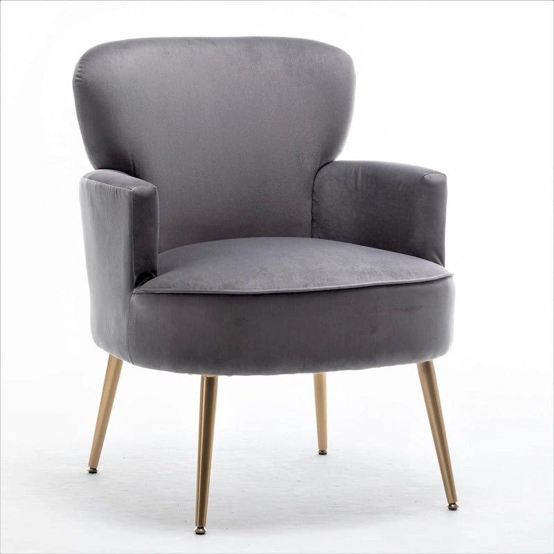 Fauteuil d'appoint tendance en velours avec pieds en métal doré de US Pride Furniture