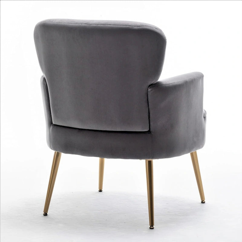 Fauteuil d'appoint tendance en velours avec pieds en métal doré de US Pride Furniture