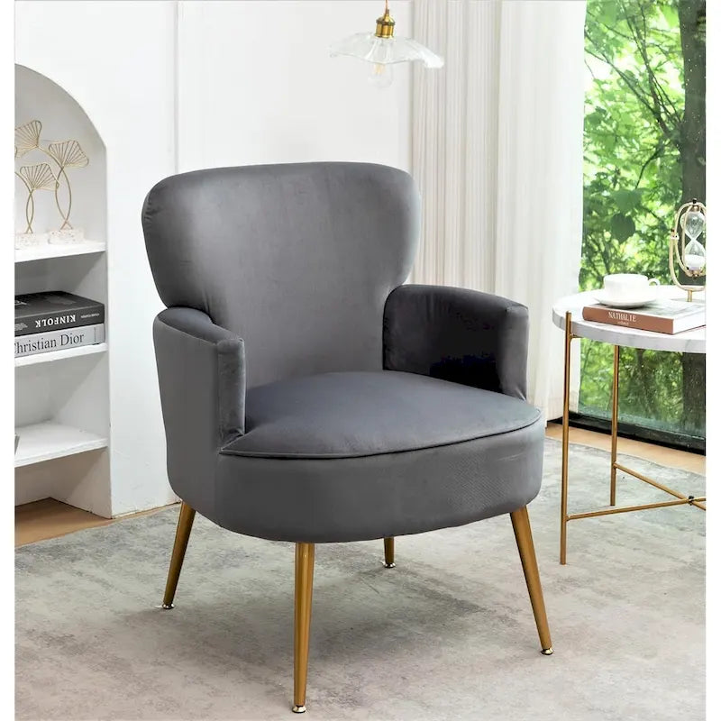 Fauteuil d'appoint tendance en velours avec pieds en métal doré de US Pride Furniture