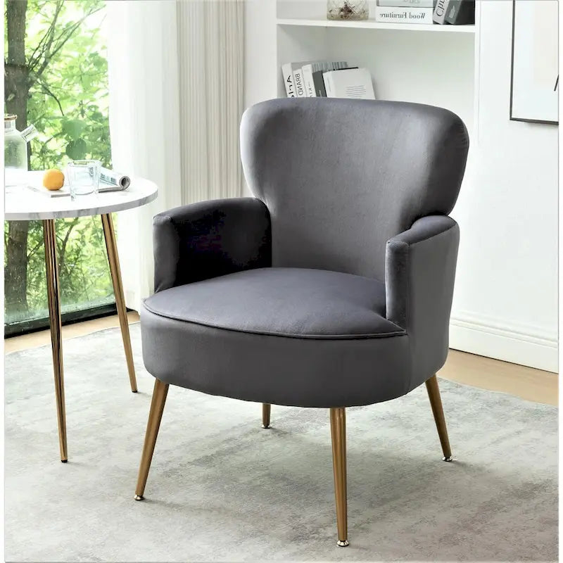 Fauteuil d'appoint tendance en velours avec pieds en métal doré de US Pride Furniture