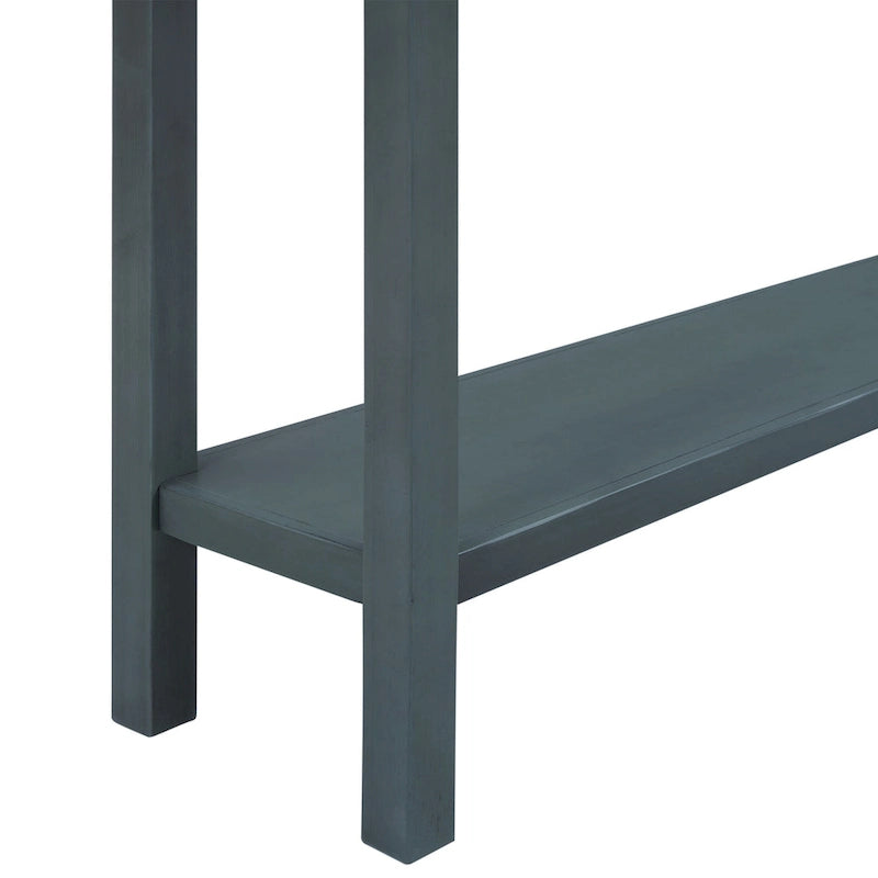 Console rustique d'entrée, table d'appoint de 152 cm de long avec deux tiroirs de tailles différentes et une étagère inférieure pour le rangement