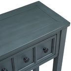 Console rustique d'entrée, table d'appoint de 152 cm de long avec deux tiroirs de tailles différentes et une étagère inférieure pour le rangement