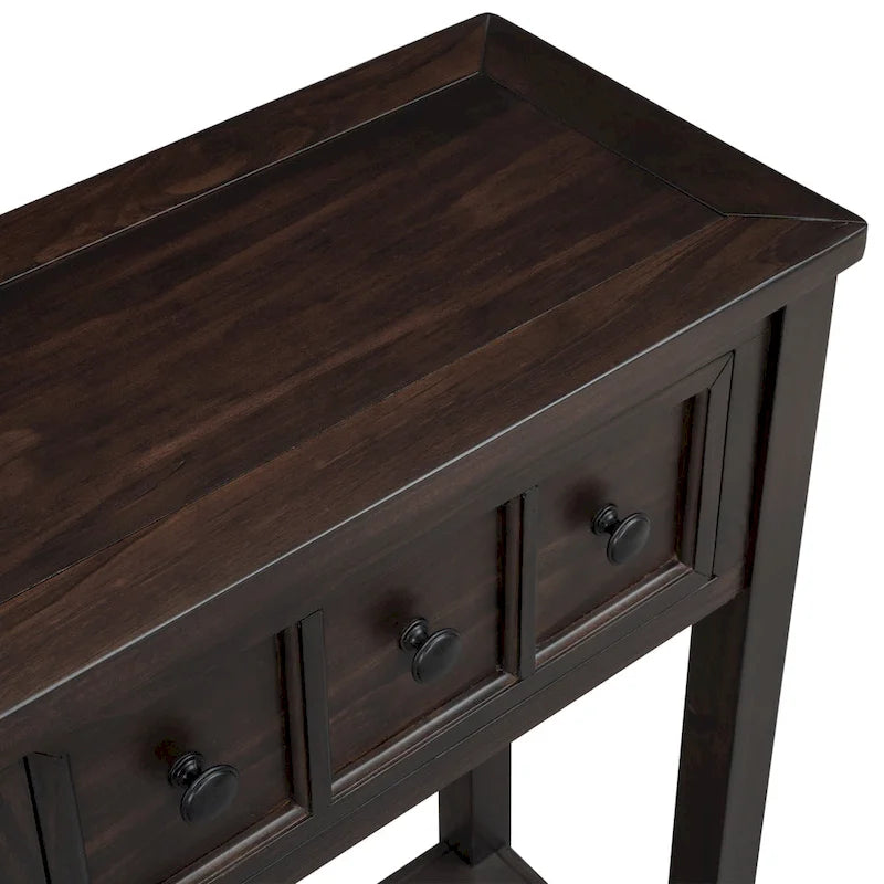 Console rustique d'entrée, table d'appoint de 152 cm de long avec deux tiroirs de tailles différentes et une étagère inférieure pour le rangement