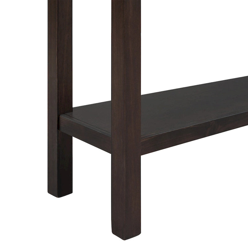 Console rustique d'entrée, table d'appoint de 152 cm de long avec deux tiroirs de tailles différentes et une étagère inférieure pour le rangement