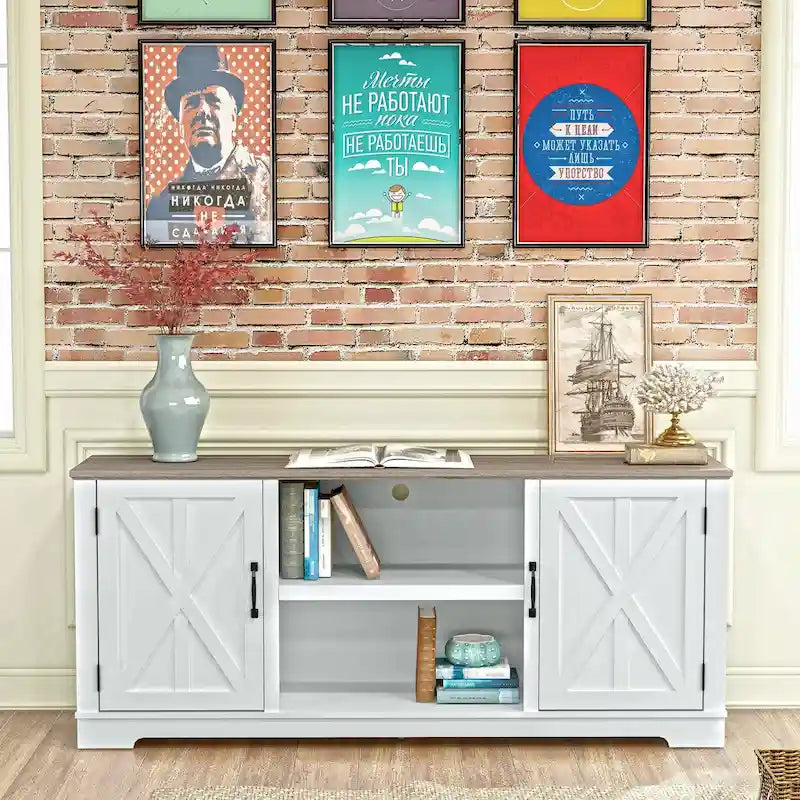 Meuble TV style ferme de 70 pouces pour téléviseurs jusqu'à 75 pouces - 70 pouces de largeur