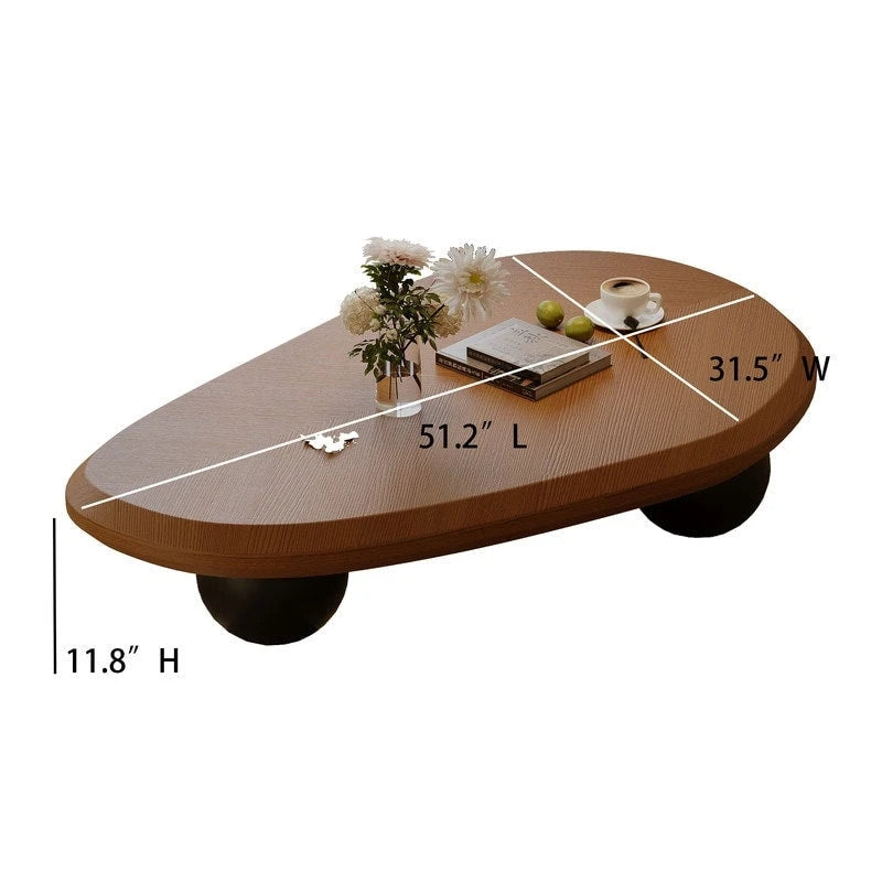Table basse moderne en bois de 51 cm avec 3 pieds boule