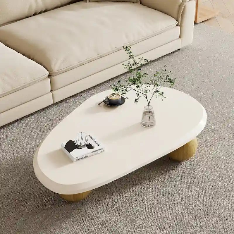 Table basse moderne en bois de 51 cm avec 3 pieds boule