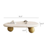 Table basse moderne en bois de 51 cm avec 3 pieds boule