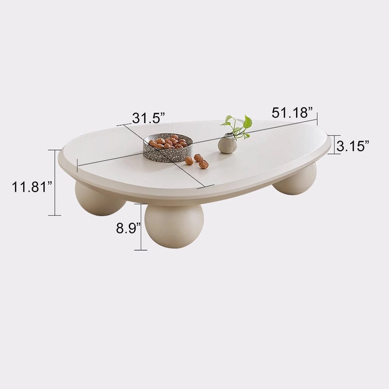 Table basse moderne en bois de 51 cm avec 3 pieds boule