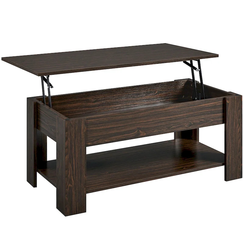 Table basse Yaheetech 47,5 pouces avec plateau relevable, compartiment caché et étagère ouverte