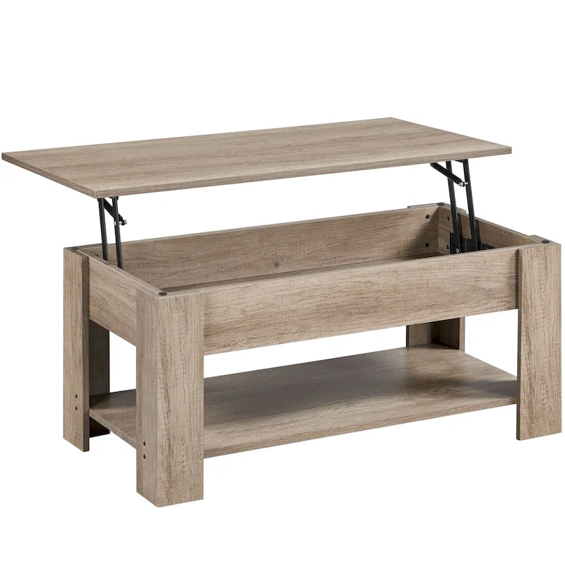 Table basse Yaheetech 47,5 pouces avec plateau relevable, compartiment caché et étagère ouverte