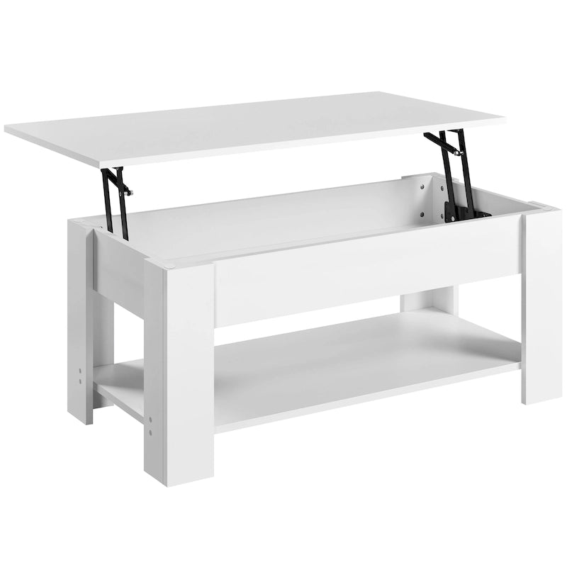 Table basse Yaheetech 47,5 pouces avec plateau relevable, compartiment caché et étagère ouverte