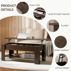 Table basse Yaheetech 47,5 pouces avec plateau relevable, compartiment caché et étagère ouverte