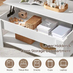 Table basse Yaheetech 47,5 pouces avec plateau relevable, compartiment caché et étagère ouverte