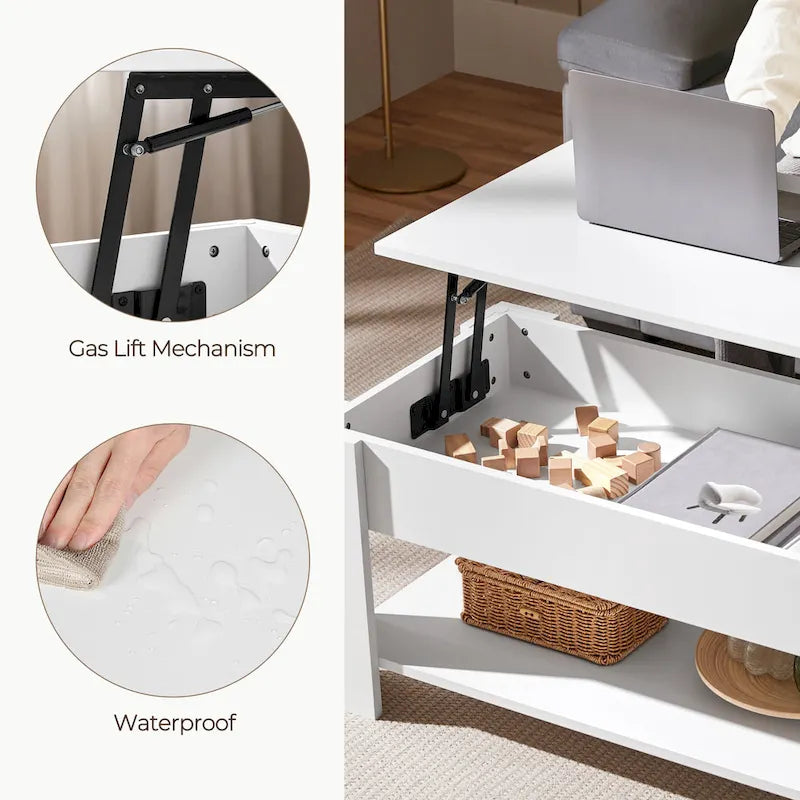 Table basse Yaheetech 47,5 pouces avec plateau relevable, compartiment caché et étagère ouverte