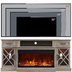 Meuble TV avec cheminée électrique 3 faces de style campagnard, centre de divertissement