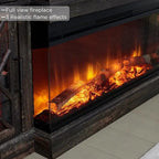 Meuble TV avec cheminée électrique 3 faces de style campagnard, centre de divertissement