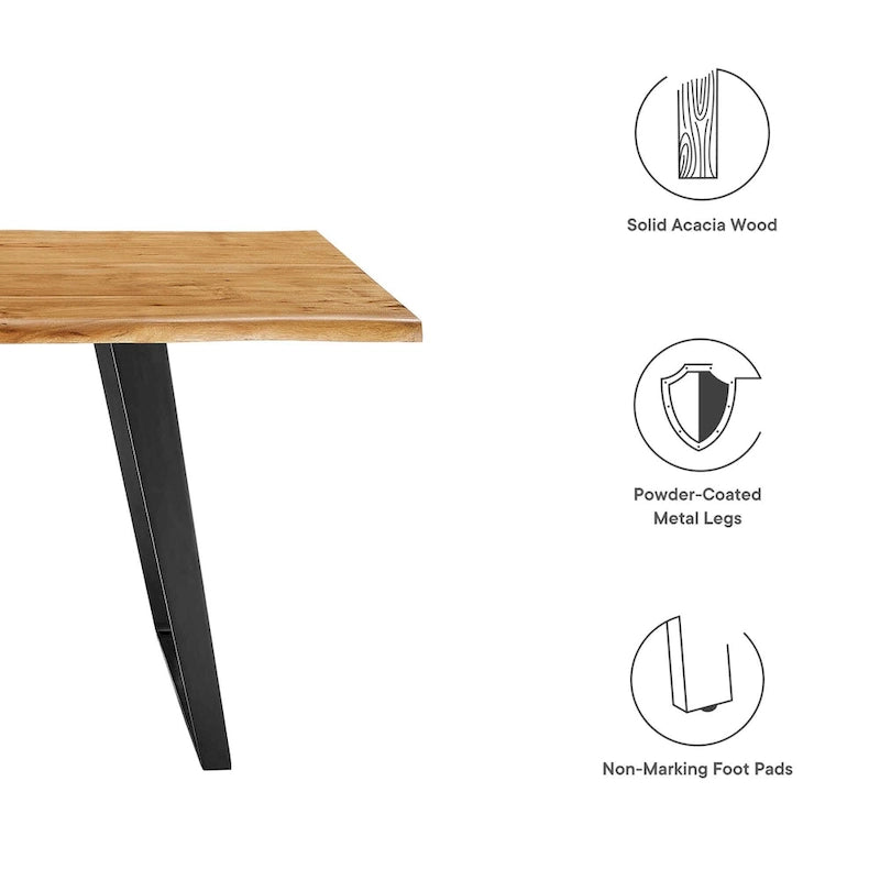 Table de salle à manger Viggo 60 en bois d'acacia à bords naturels - Noir naturel