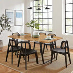 Table de salle à manger Viggo 60 en bois d'acacia à bords naturels - Noir naturel