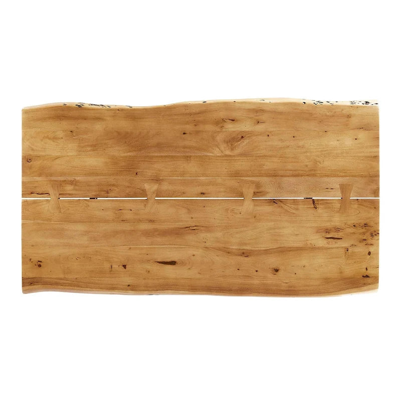 Table de salle à manger Viggo 60 en bois d'acacia à bords naturels - Noir naturel