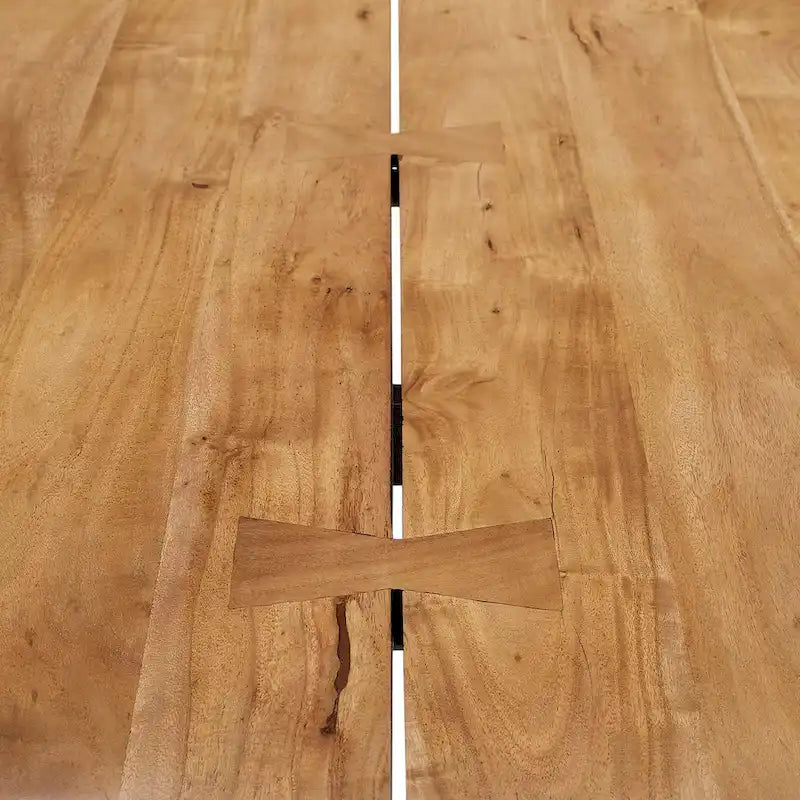 Table de salle à manger Viggo 60 en bois d'acacia à bords naturels - Noir naturel