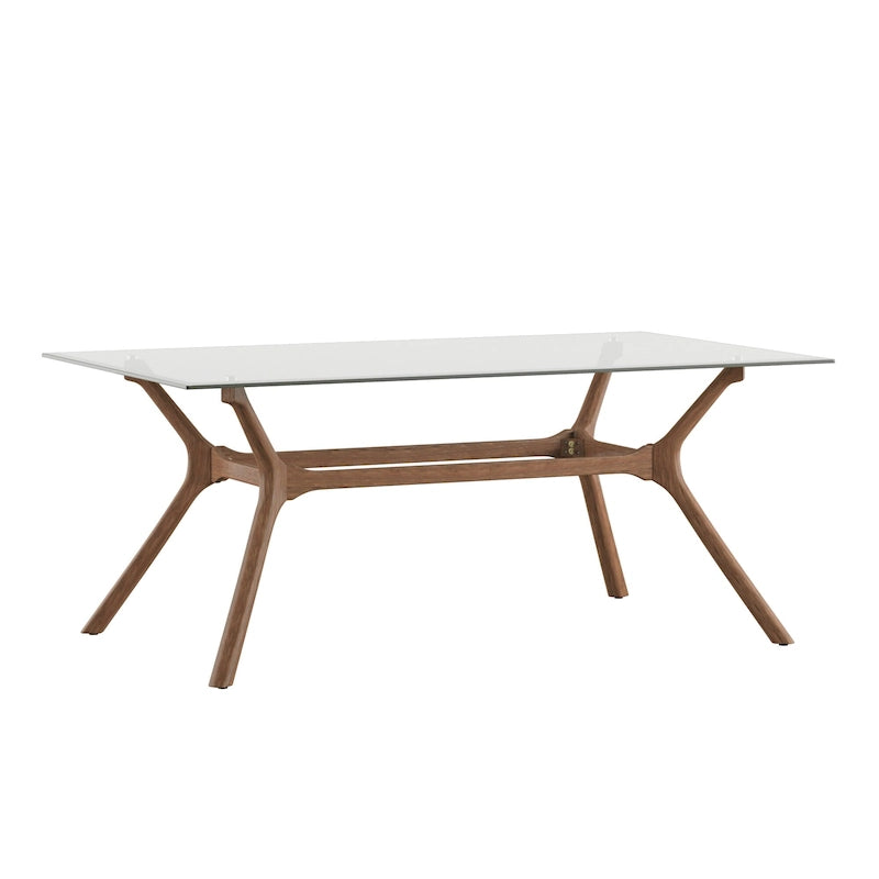 Table de salle à manger rectangulaire Nadine, finition noyer foncé, style Mid-Century, par iNSPIRE Q Modern
