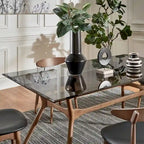 Table de salle à manger rectangulaire Nadine, finition noyer foncé, style Mid-Century, par iNSPIRE Q Modern