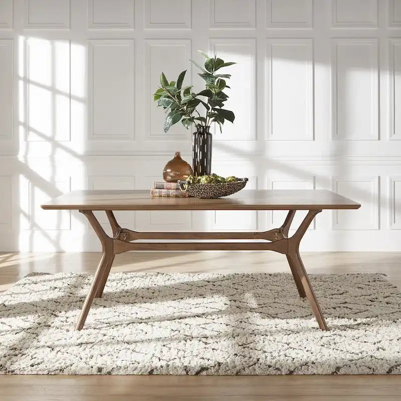 Table de salle à manger rectangulaire Nadine, finition noyer foncé, style Mid-Century, par iNSPIRE Q Modern