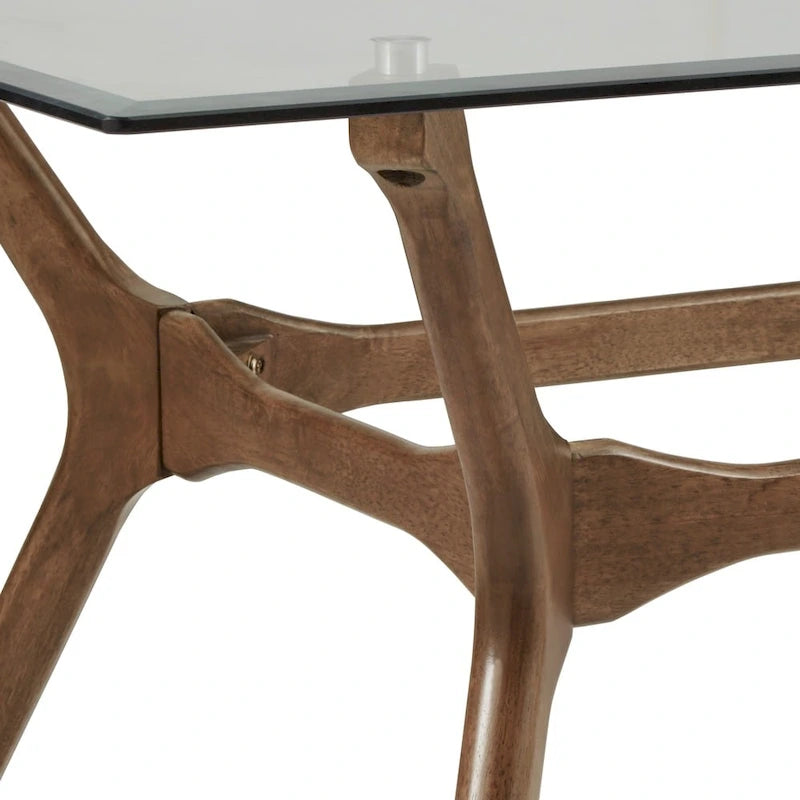 Table de salle à manger rectangulaire Nadine, finition noyer foncé, style Mid-Century, par iNSPIRE Q Modern