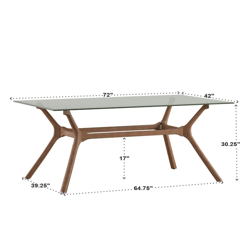 Table de salle à manger rectangulaire Nadine, finition noyer foncé, style Mid-Century, par iNSPIRE Q Modern