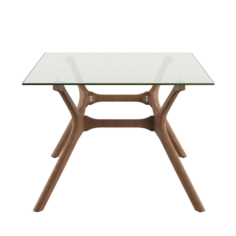 Table de salle à manger rectangulaire Nadine, finition noyer foncé, style Mid-Century, par iNSPIRE Q Modern
