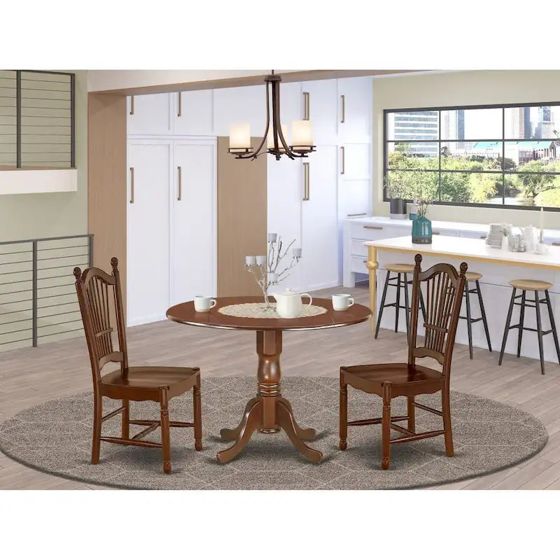 East West Furniture Kitchen Table Set - a Round Dining Room Table and Dining Chairs, Mahogany (Pieces Options)