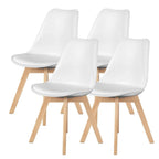 Dining Chair Set of 4 PU Leather Side Seating with Wood Legs