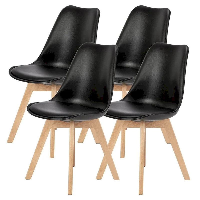 Ensemble de 4 chaises de salle à manger en cuir PU avec pieds en bois