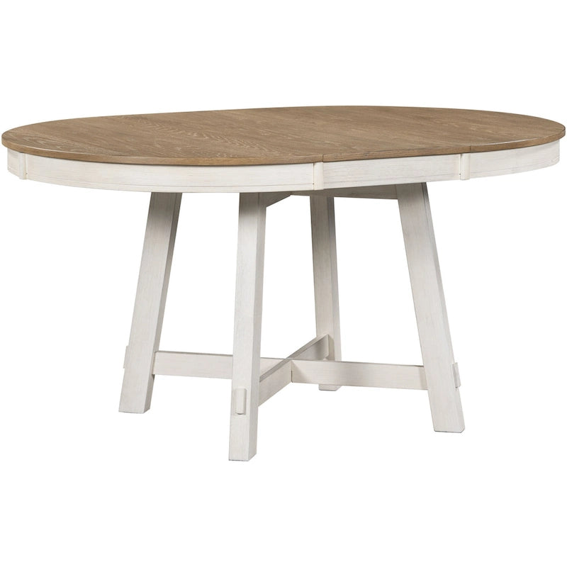 Ensemble de salle à manger de style campagnard 5 pièces comprenant une table à manger ronde extensible en bois et 4 chaises de salle à manger rembourrées