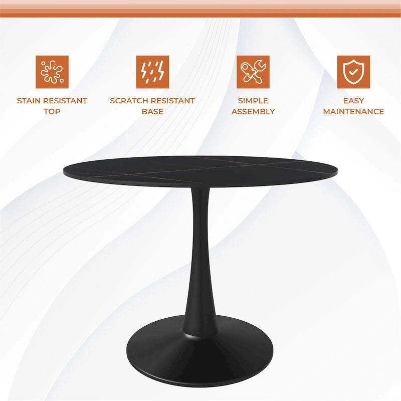 Table de salle à manger ronde LeisureMod, plateau en pierre frittée de 40 pouces