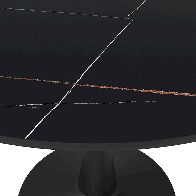 Table de salle à manger ronde LeisureMod, plateau en pierre frittée de 40 pouces