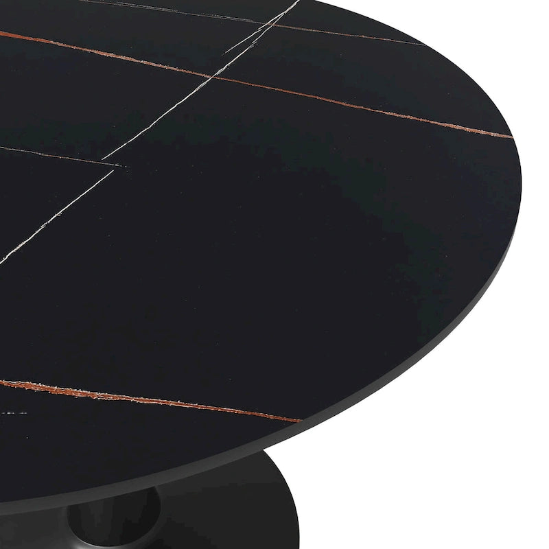 Table de salle à manger ronde LeisureMod, plateau en pierre frittée de 40 pouces