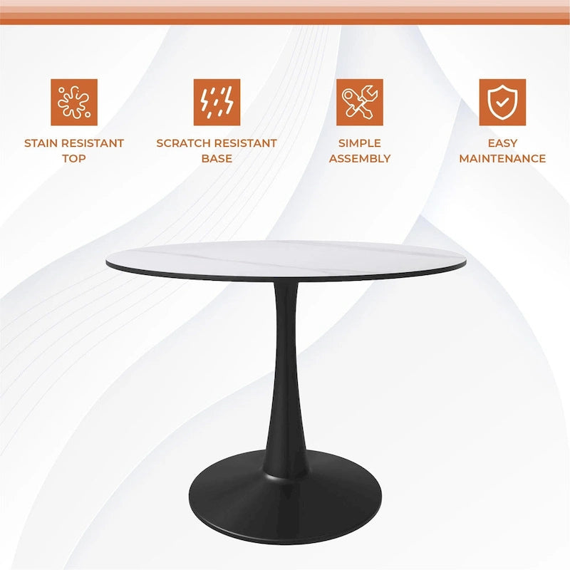 Table de salle à manger ronde LeisureMod, plateau en pierre frittée de 40 pouces