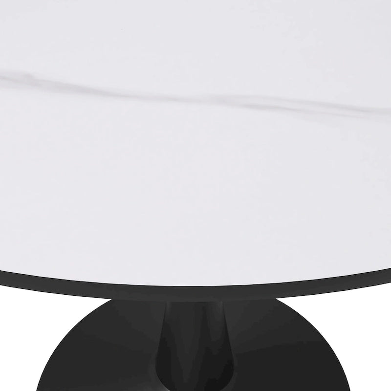 Table de salle à manger ronde LeisureMod, plateau en pierre frittée de 40 pouces